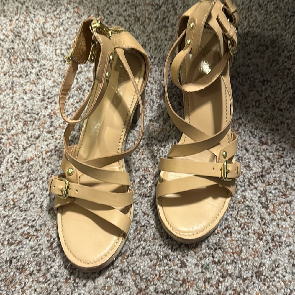 Block heel leather Gladiator sandal
